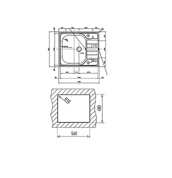 Teka 40133222CLASSIC 1B ½ D 580.500 Eviye, Paslanmaz Çelik, Sağ Damlalıklı - 2